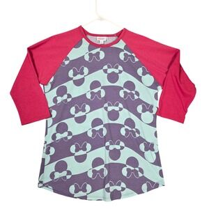 Lularoe Randy Raglan Disney Minnie Mouse Shirt Women's Size L